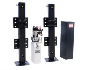 AJ Hydraulic Trailer Jacks 2/24 with 2 Function Manual Selector, 8415AM